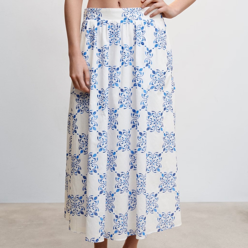 NWT! MANGO Portuguese Tile Patterned Skirt